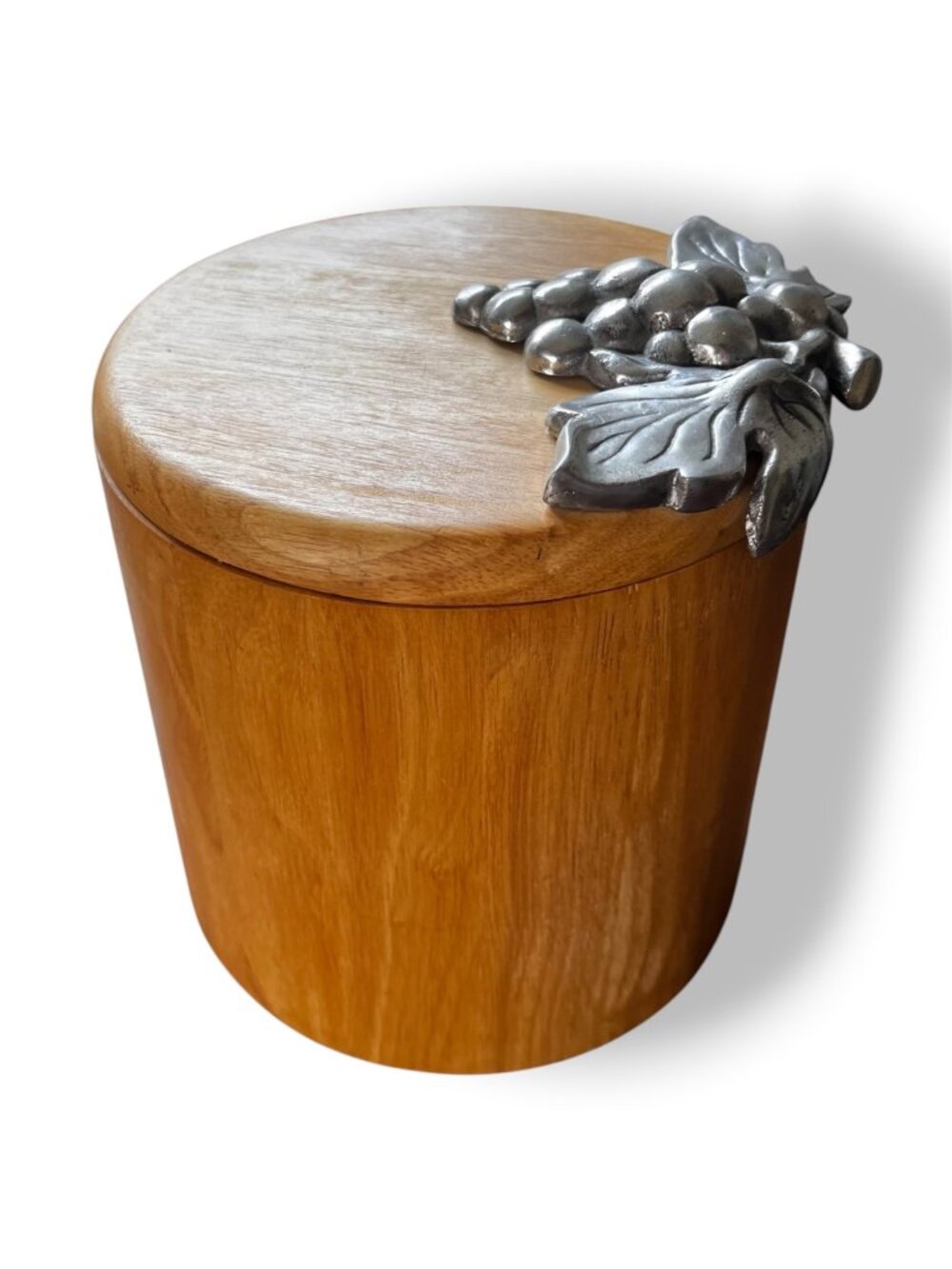 Vintage Wooden and Pewter Vinyard Ice Bucket